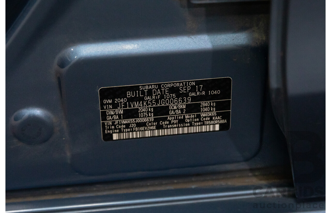 10/2017 Subaru Levorg 1.6 GT (AWD) AWD MY18 4D Wagon Steel Blue Grey Metallic Turbo 1.6L