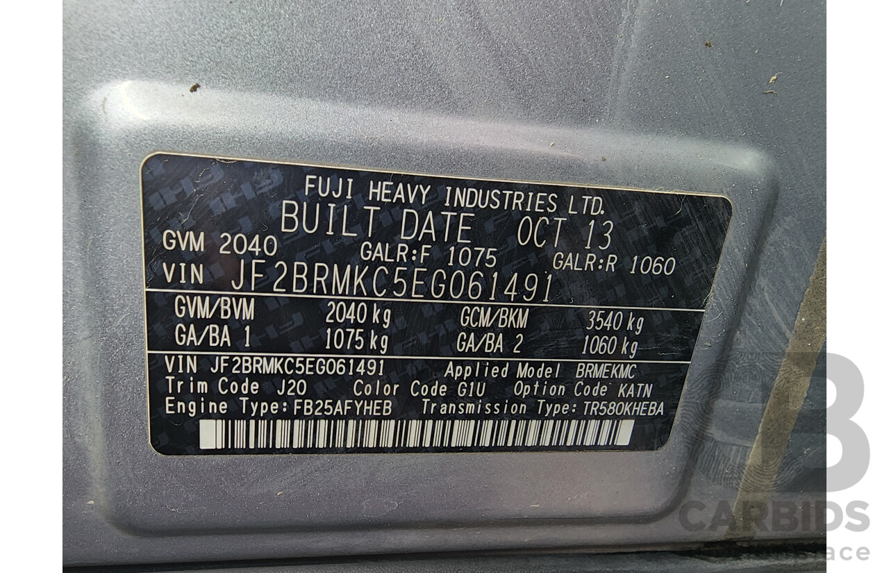 11/2013 Subaru Outback 2.5i MY14 4d Wagon Silver 2.5L