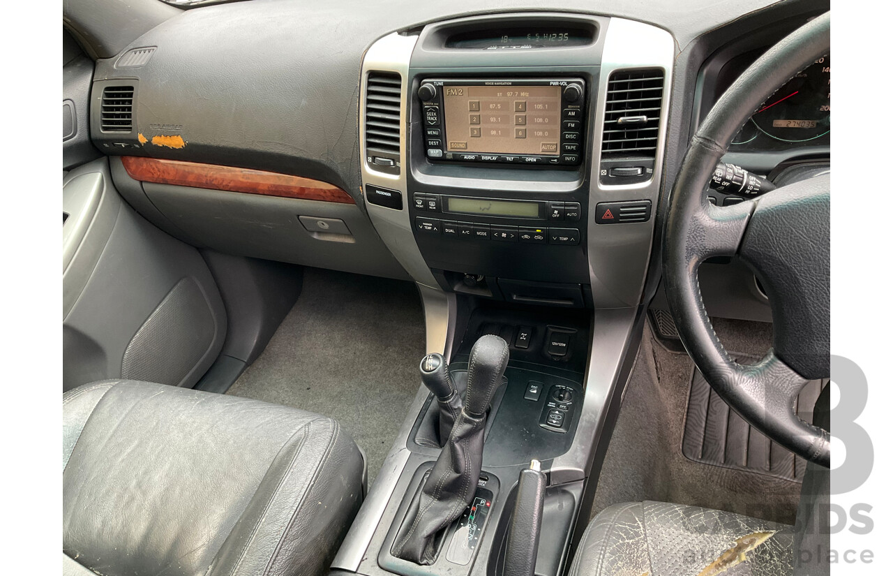 11/2003 Toyota Landcruiser Prado Grande (4x4) GRJ120R 4d Wagon Black 4.0L