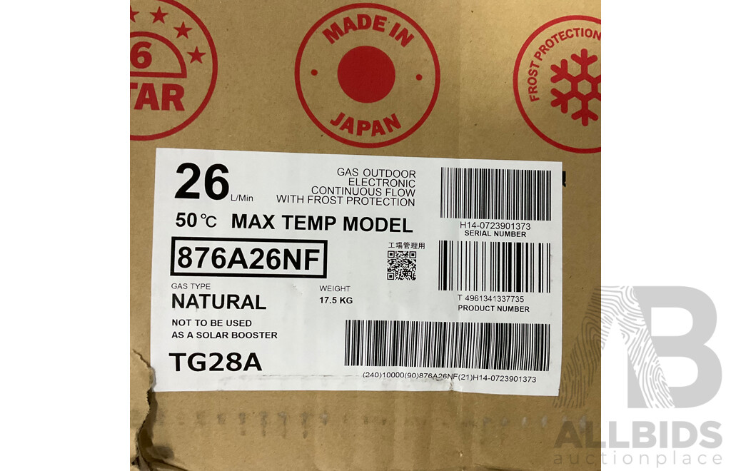 RHEEM Metro Max 26L External Water Heater (50deg) Natural Gas  (876A26NF) - ORP $1,085