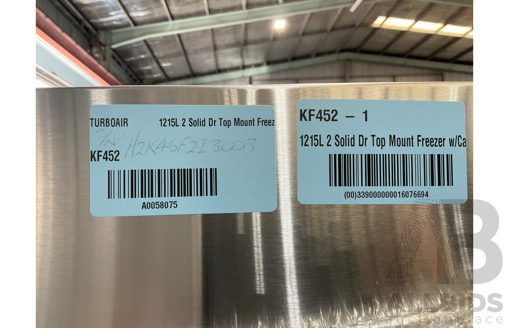 TURBOAIR 1215L 2 Solid Door Upright Freezer with Castors (KF452) - ORP $6,699