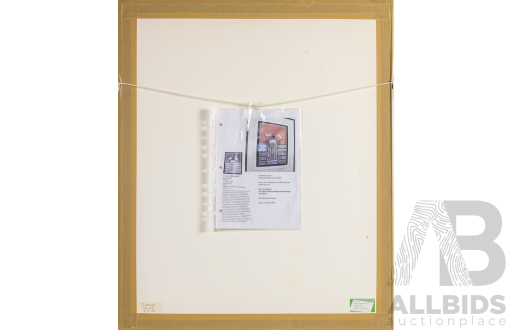 Keith Dhamarrandji Lapulung (20th Century, Indigenous-Australian, 1960-), Djambarrpuyngua 'Burruwa', Original Signed & Editioned Screenprint on Paper, 84H x 74W cm (frame)