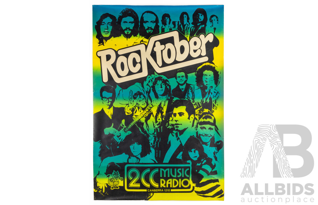 Vintage 1970s 2CC Radio 'Rocktober' Promotion Colour Poster, 147H x 90W cm