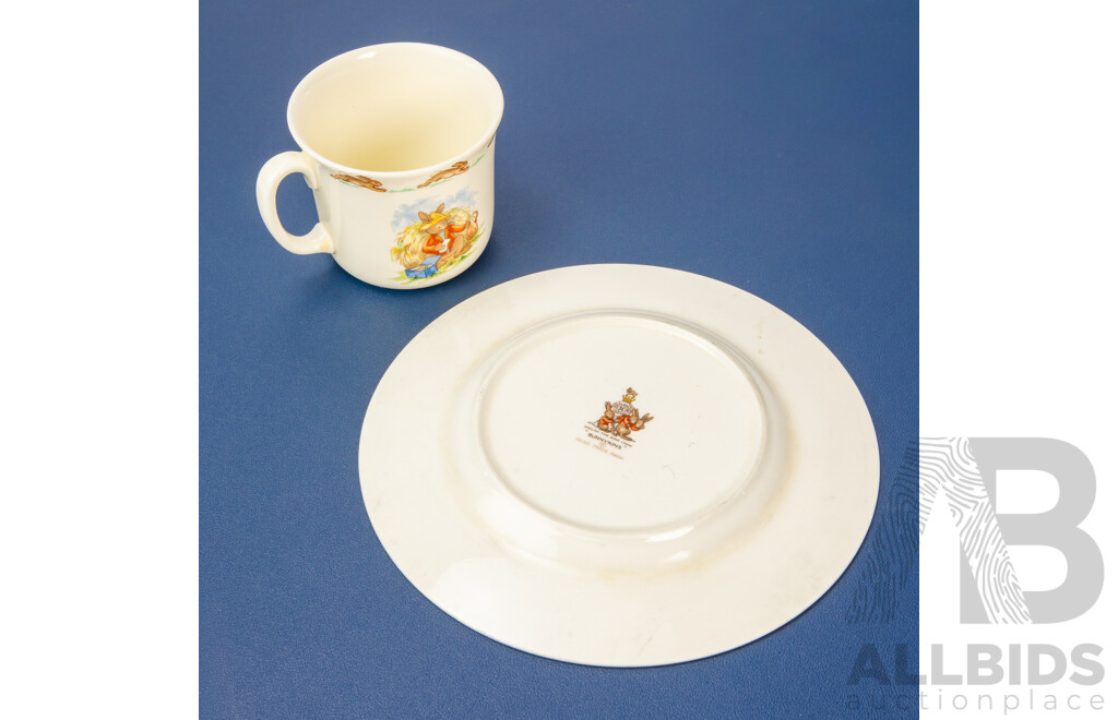 Wonderful Vintage Royal Doulton Fine Bone China 'Bunnykins' Cup and Plate, Circa 1960-70s, (2)