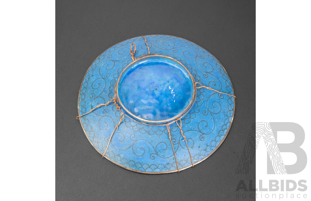 Antique Japanese Ando Cloisonne Enamel Charger (Meiji Era - 1868-1912), 20 x 20 cm (dimensions)