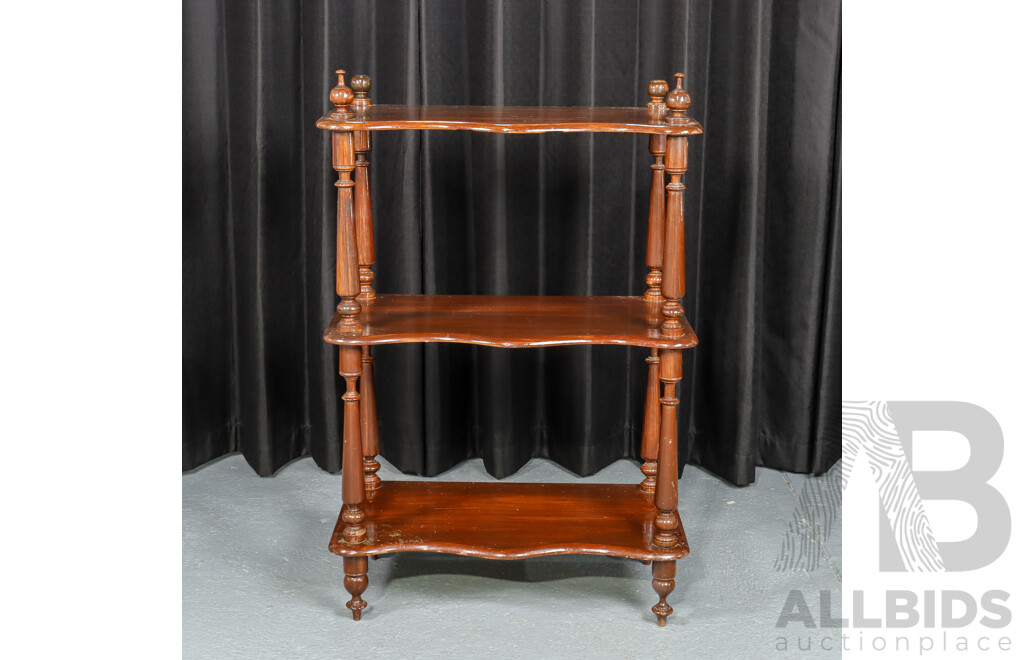 Vintage Timber Three-Tier Whatnot with Serpentine Front