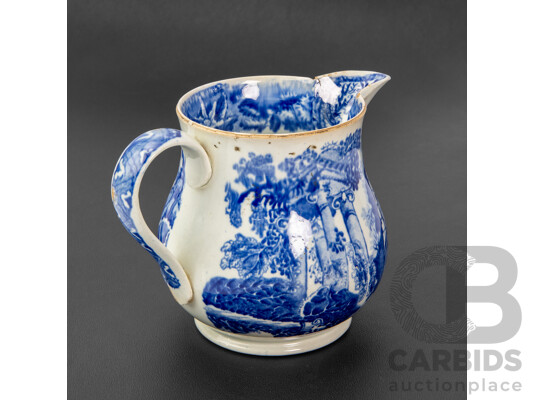 Staffordshire Blue and White Transfer Printed Jug by Larkin & Poole, 1825