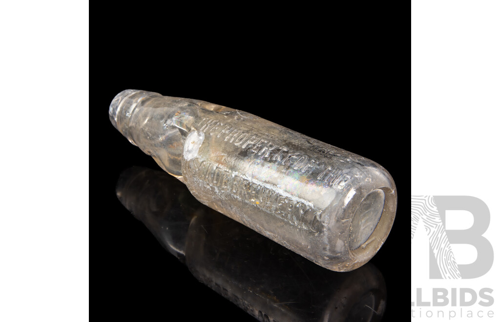Pair of Vintage Tasmanian Glass Bottles with Marble Stoppers