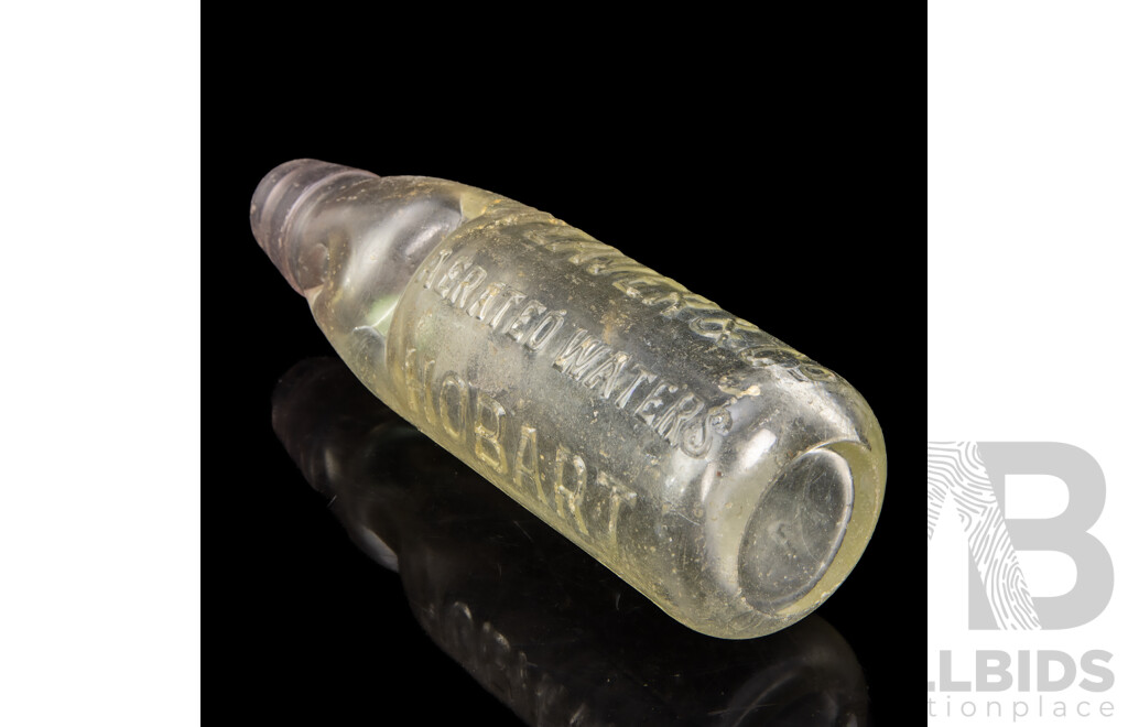 Pair of Vintage Tasmanian Glass Bottles with Marble Stoppers