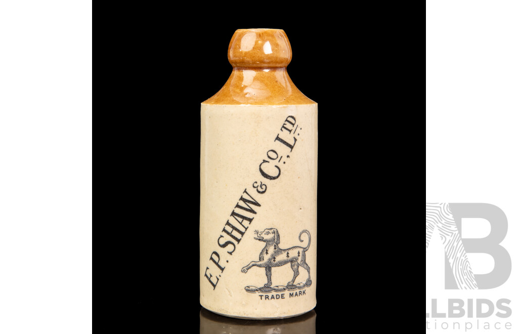 Antique E.P Shaw & Co Two Tone Stoneware Bottle