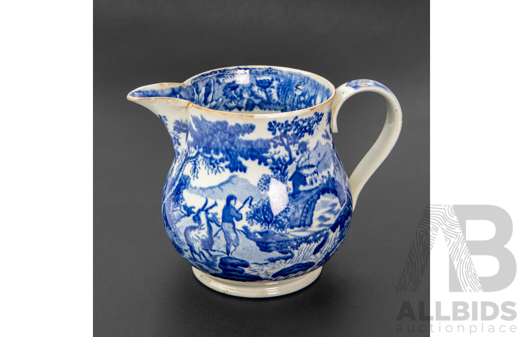 Staffordshire Blue and White Transfer Printed Jug by Larkin & Poole, 1825