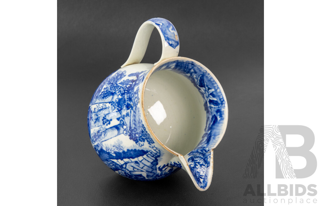 Staffordshire Blue and White Transfer Printed Jug by Larkin & Poole, 1825