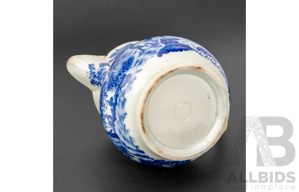 Staffordshire Blue and White Transfer Printed Jug by Larkin & Poole, 1825