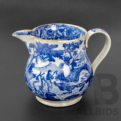 Staffordshire Blue and White Transfer Printed Jug by Larkin & Poole, 1825