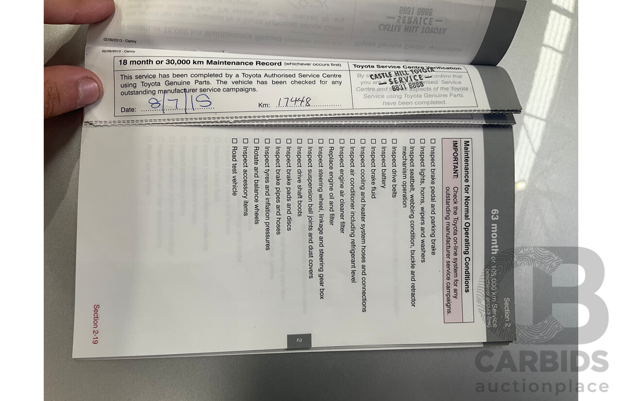 10/2013 Toyota Camry Atara R SE ASV50R 4d Sedan Premium Silver Metallic 2.5L