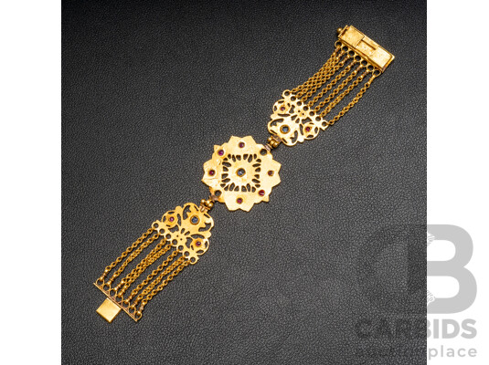 1660682 · 20ct -22ct Fancy Dress Bracelet Blue & Red Stones with Valuation - 40.2gms