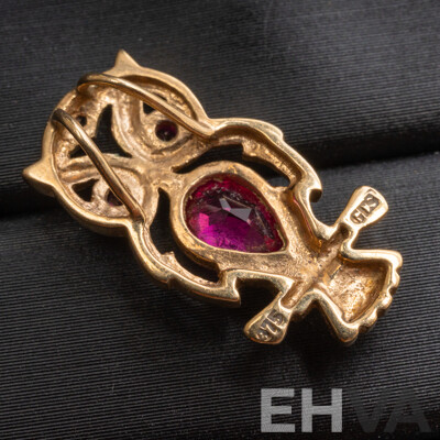 9ct Yellow Gold Ruby & Diamond Ring, Earrings & Pendant Set - 5.23gms