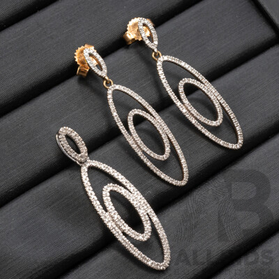 9ct Diamond Earrings and Pendant Set - 2.67gms