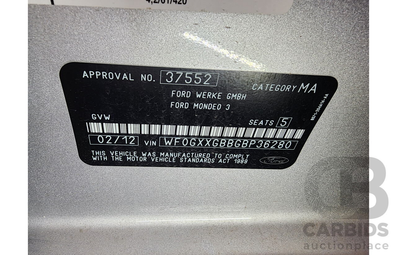 2/2012 Ford Mondeo LX TDCi MC 4d Wagon Silver 2.0L