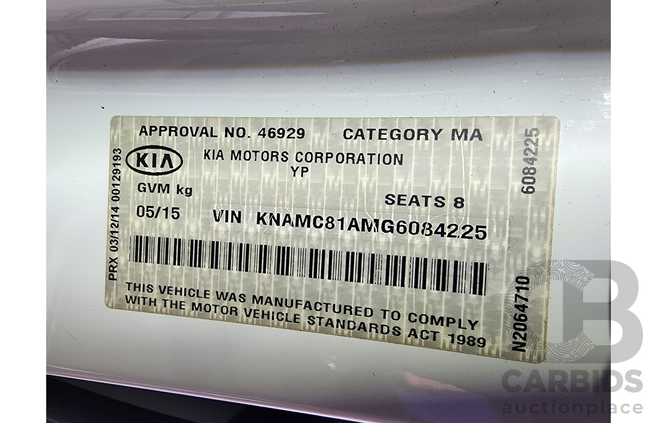 5/2015 Kia Carnival SLi YP MY15 4d Wagon White 2.2L