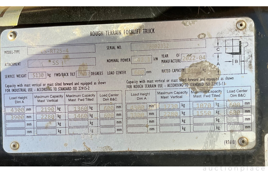 2022 Liftsmart LS-RT25-4 Diesel Forklift - Spare or Repair
