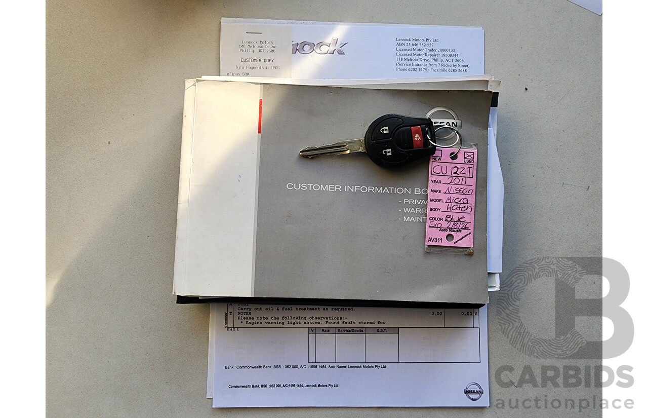 8/2011 Nissan Micra ST K13 5d Hatchback Blue 1.2L