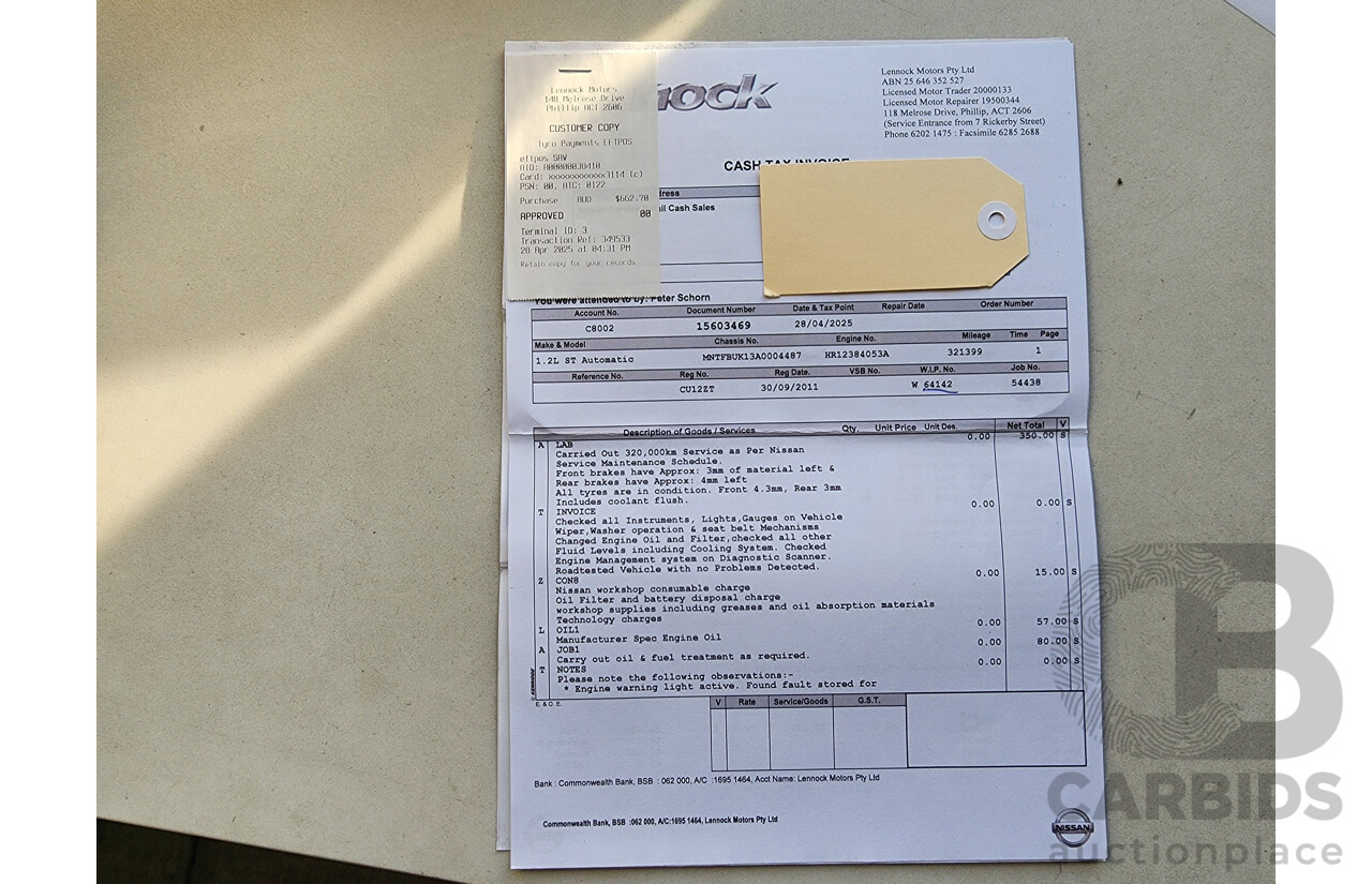 8/2011 Nissan Micra ST K13 5d Hatchback Blue 1.2L