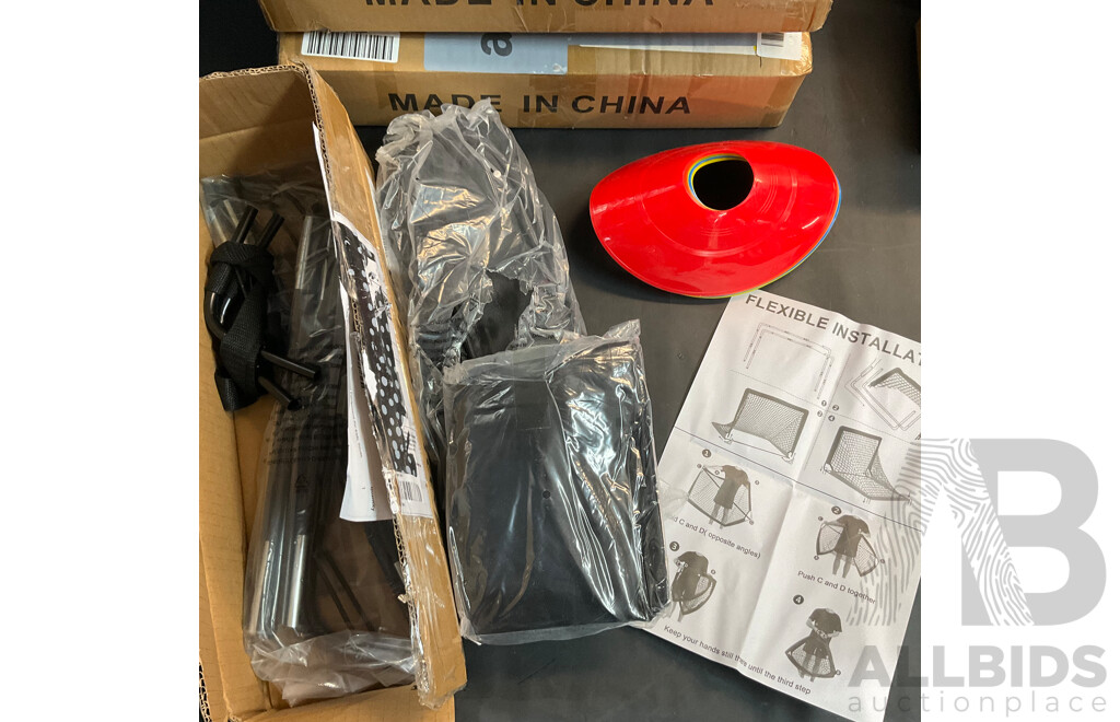 Assorted Retail Store Items - Yarn Winder, Soccer Goals, Pet Items and More