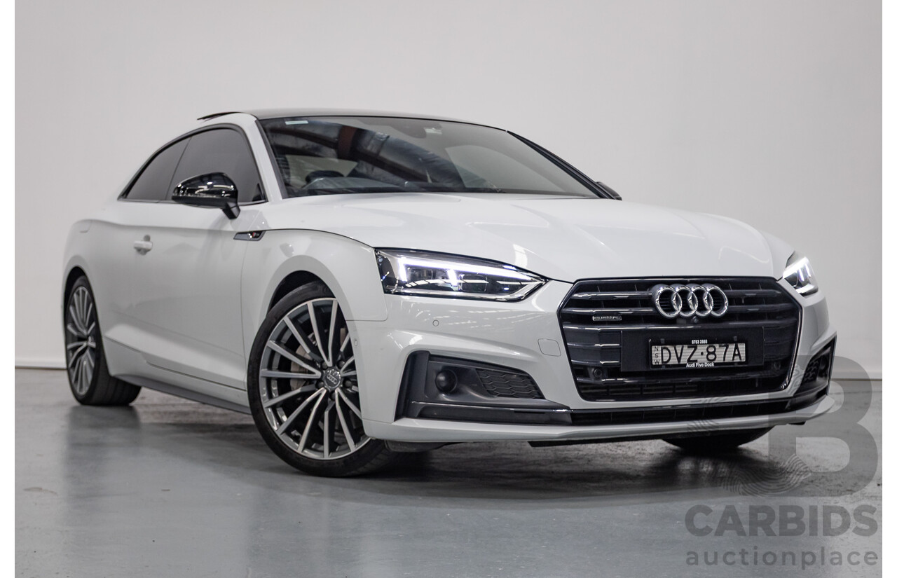 11/2017 Audi A5 2.0 TFSI Quattro S Tronic Sport (AWD) F5 MY18 2D Coupe Glacier White Metallic Turbo 2.0L