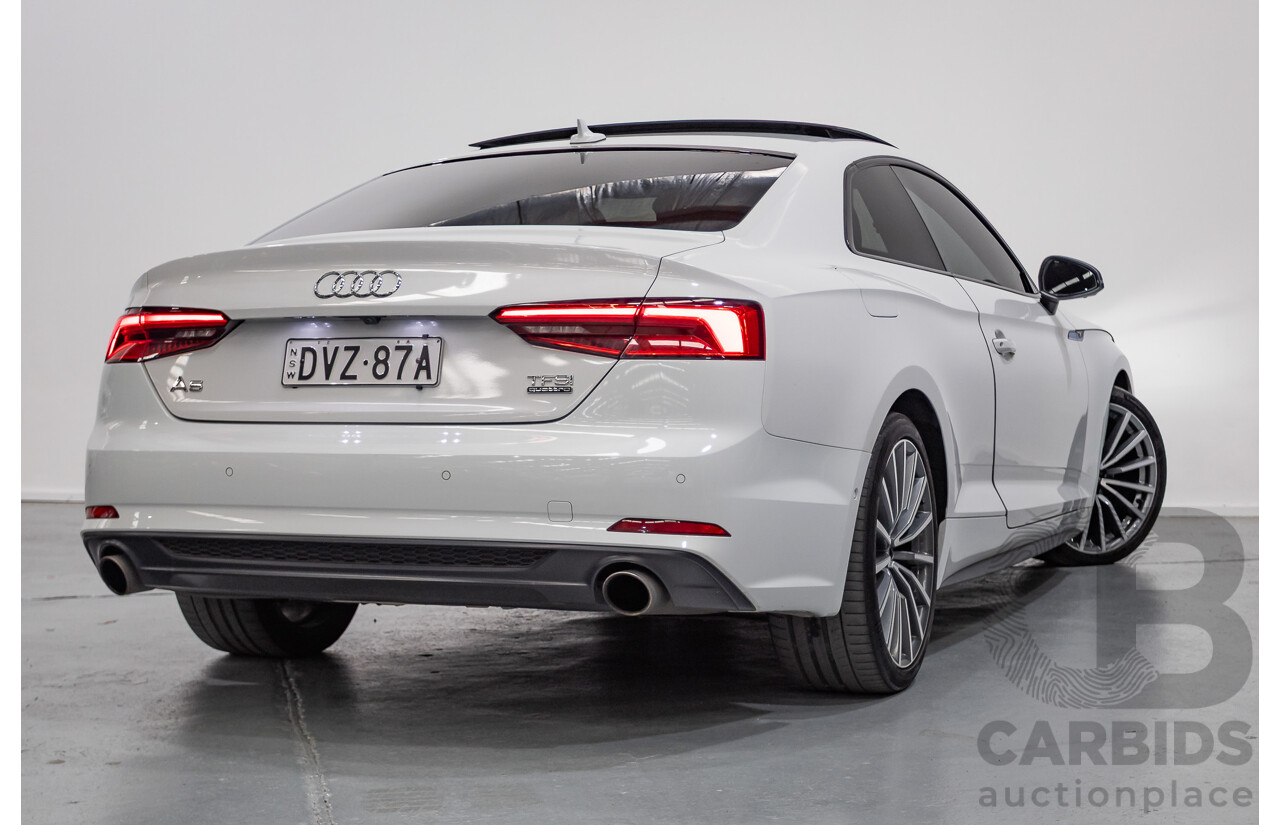 11/2017 Audi A5 2.0 TFSI Quattro S Tronic Sport (AWD) F5 MY18 2D Coupe Glacier White Metallic Turbo 2.0L