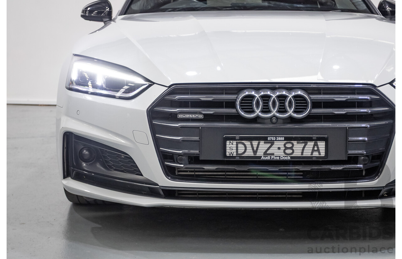 11/2017 Audi A5 2.0 TFSI Quattro S Tronic Sport (AWD) F5 MY18 2D Coupe Glacier White Metallic Turbo 2.0L