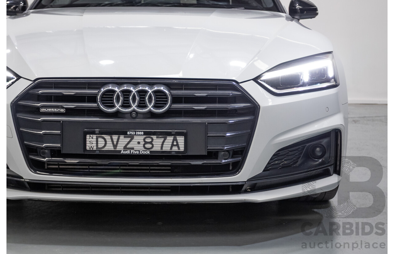 11/2017 Audi A5 2.0 TFSI Quattro S Tronic Sport (AWD) F5 MY18 2D Coupe Glacier White Metallic Turbo 2.0L