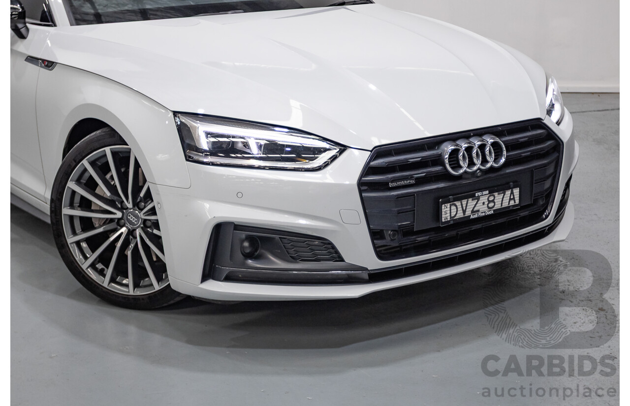 11/2017 Audi A5 2.0 TFSI Quattro S Tronic Sport (AWD) F5 MY18 2D Coupe Glacier White Metallic Turbo 2.0L