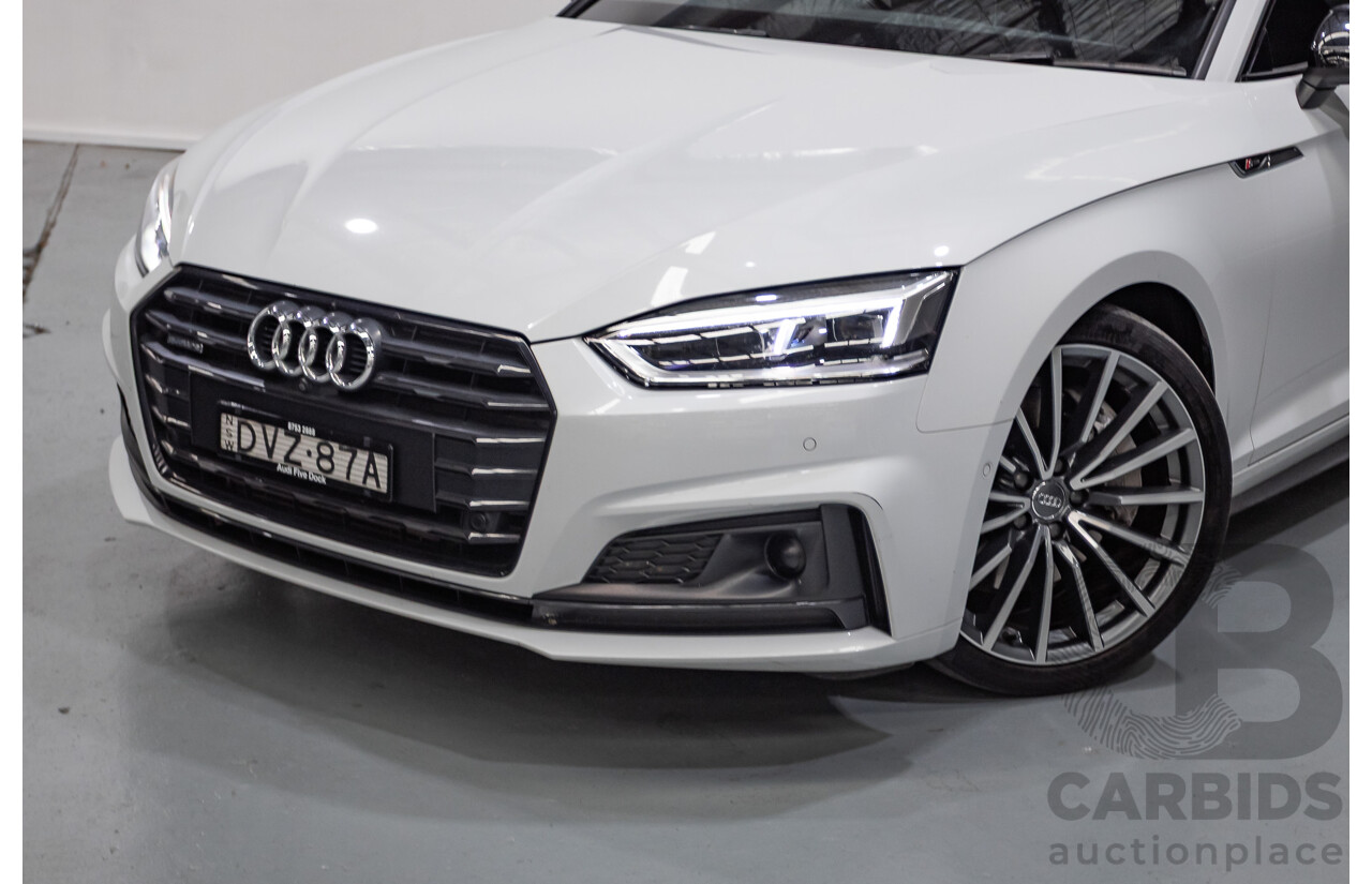 11/2017 Audi A5 2.0 TFSI Quattro S Tronic Sport (AWD) F5 MY18 2D Coupe Glacier White Metallic Turbo 2.0L