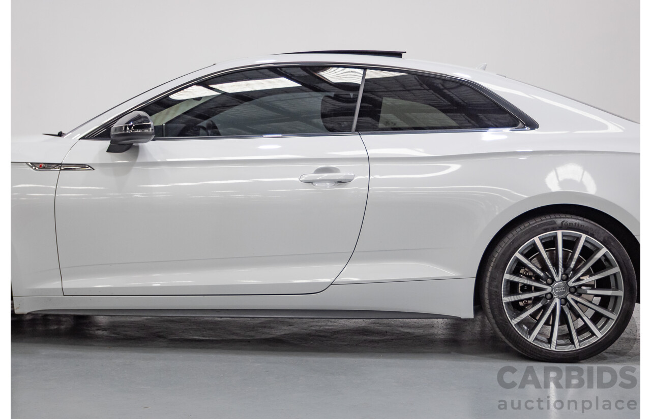 11/2017 Audi A5 2.0 TFSI Quattro S Tronic Sport (AWD) F5 MY18 2D Coupe Glacier White Metallic Turbo 2.0L