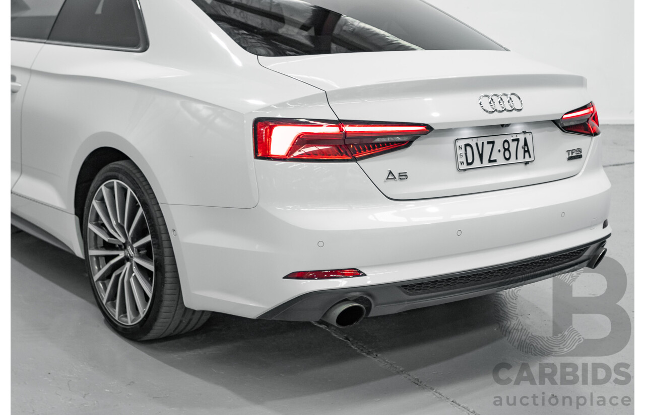 11/2017 Audi A5 2.0 TFSI Quattro S Tronic Sport (AWD) F5 MY18 2D Coupe Glacier White Metallic Turbo 2.0L