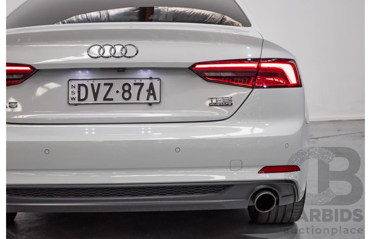 11/2017 Audi A5 2.0 TFSI Quattro S Tronic Sport (AWD) F5 MY18 2D Coupe Glacier White Metallic Turbo 2.0L