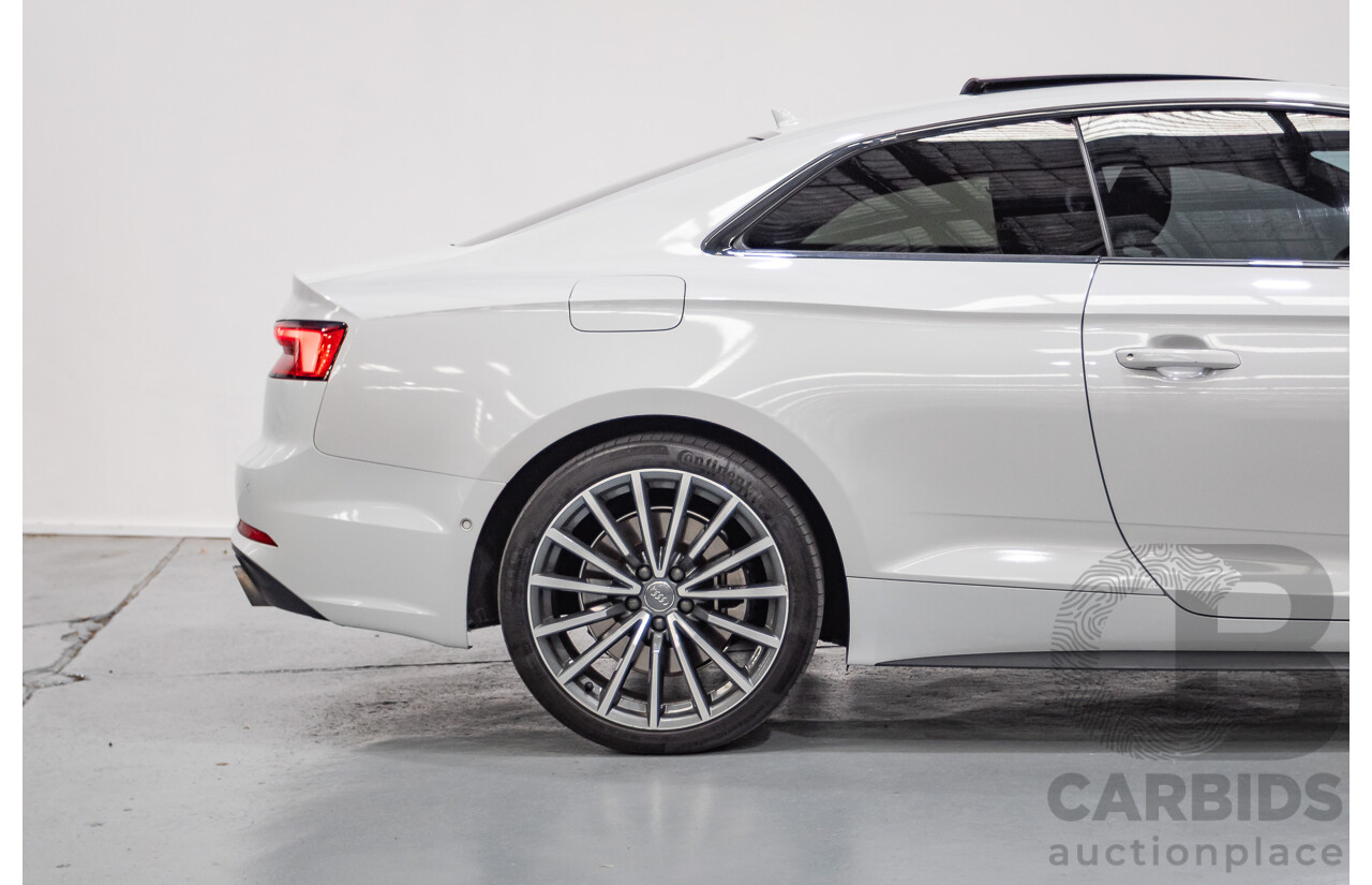 11/2017 Audi A5 2.0 TFSI Quattro S Tronic Sport (AWD) F5 MY18 2D Coupe Glacier White Metallic Turbo 2.0L