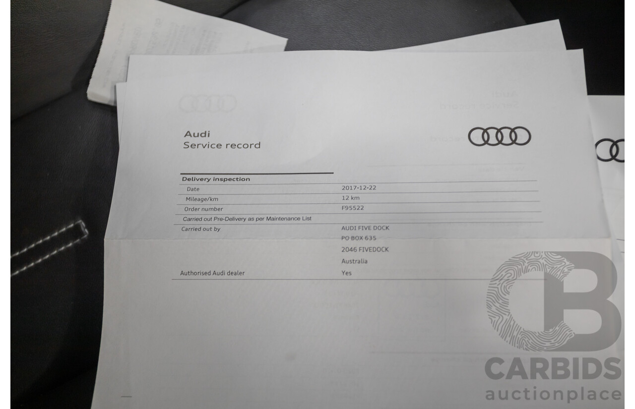 11/2017 Audi A5 2.0 TFSI Quattro S Tronic Sport (AWD) F5 MY18 2D Coupe Glacier White Metallic Turbo 2.0L