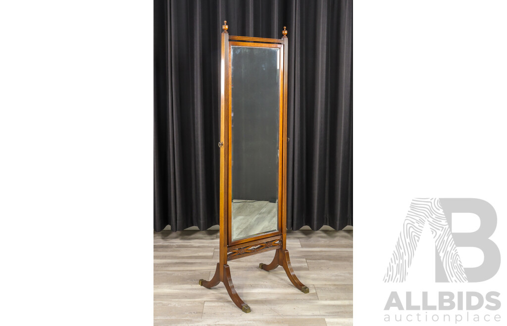 Regency Style Mahogany Cheval Mirror