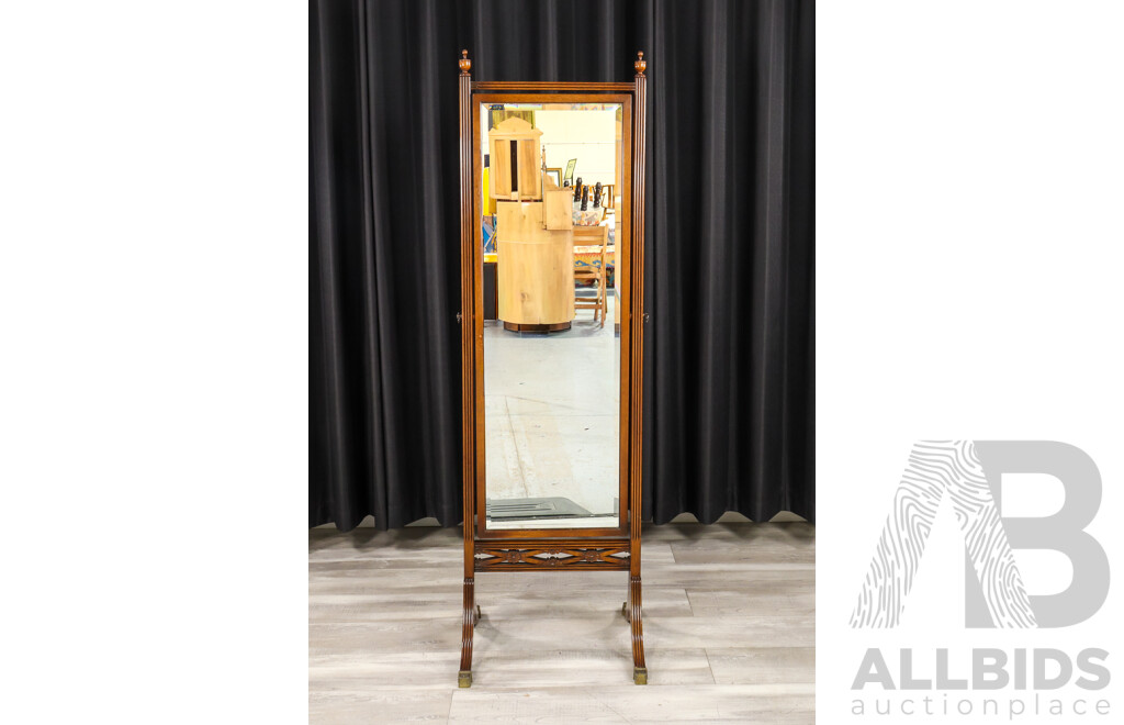Regency Style Mahogany Cheval Mirror