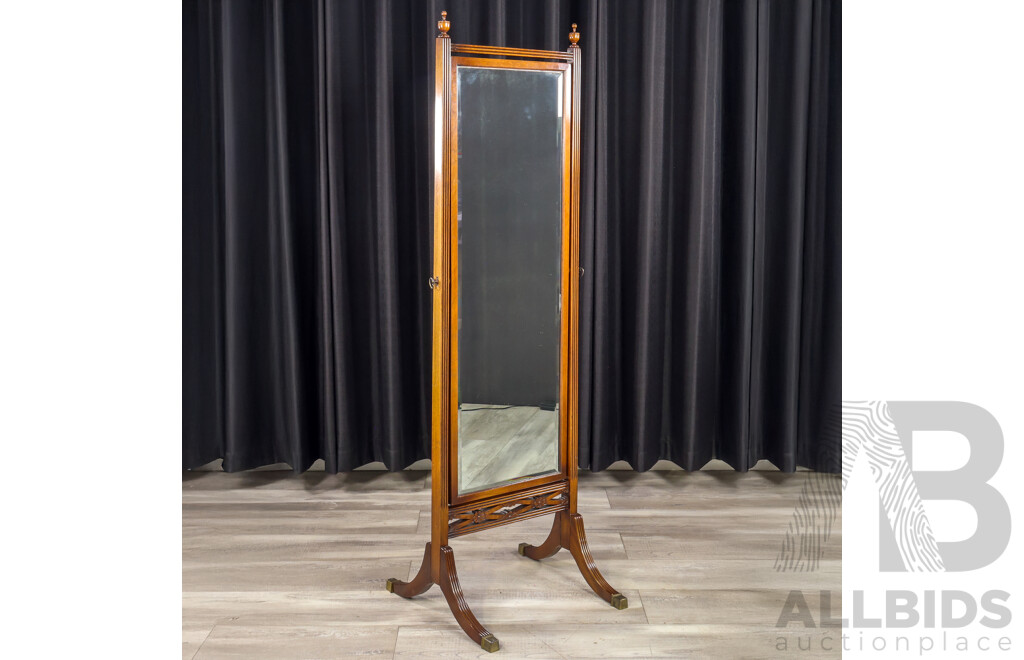 Regency Style Mahogany Cheval Mirror