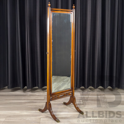 Regency Style Mahogany Cheval Mirror
