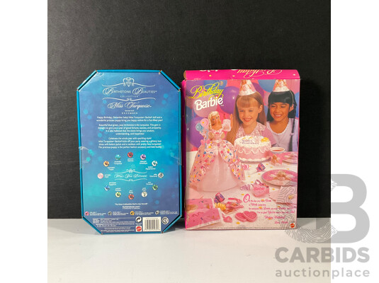Pair of Barbie Figures in Original Packaging Including Birthday Barbie and Miss Turquoise
