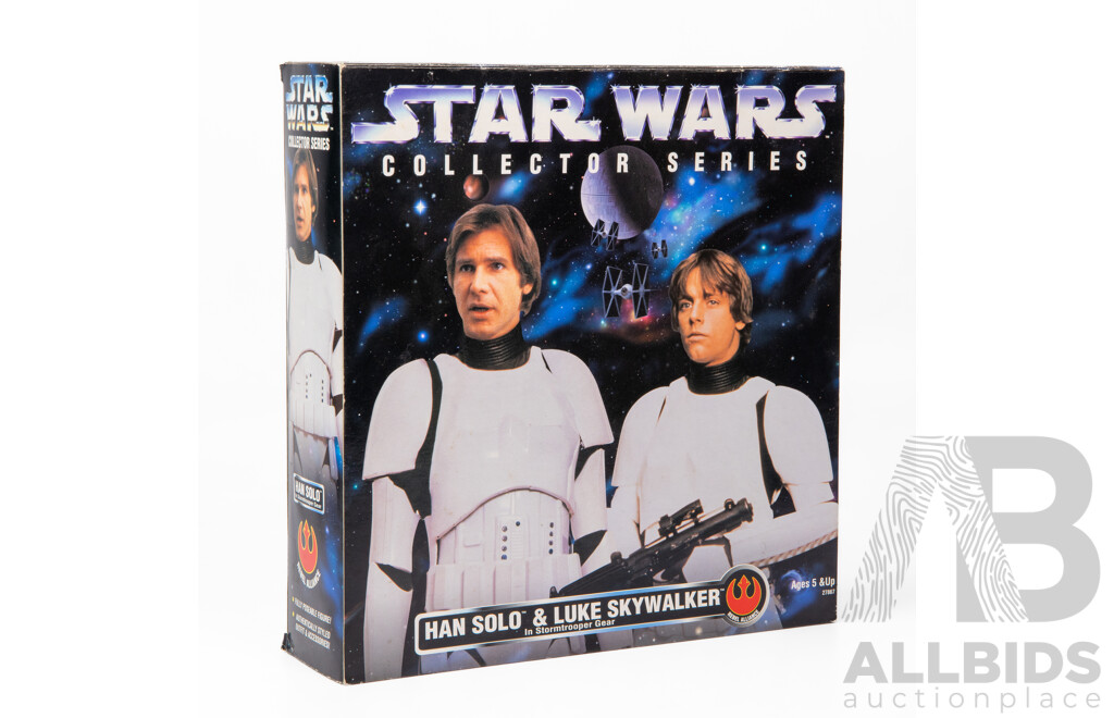Boxed Star Wars Rebel Alliance Han Solo and Luke Skywalker as Stormtrooper Figures by Kenner Toys