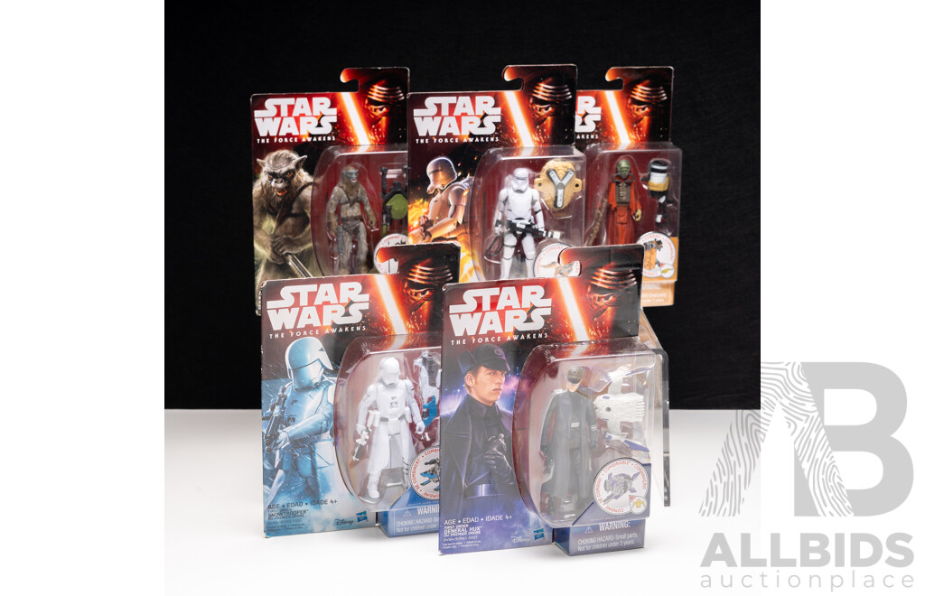 Collection of Five Star Wars the Force Awakens Figures by Hasbro Toys for Disney