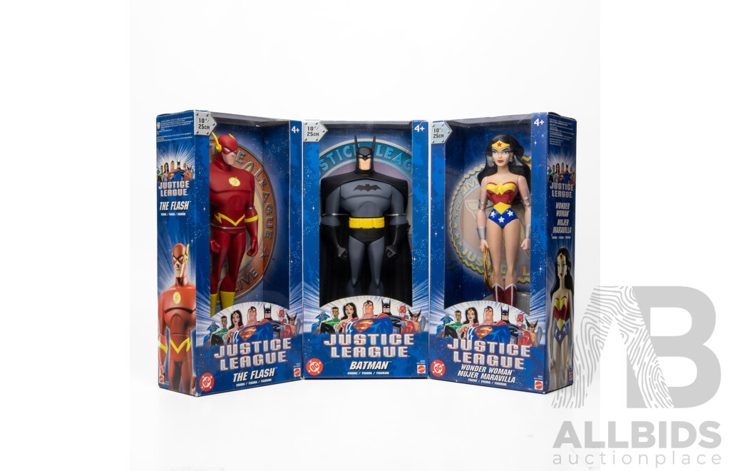 Collection of Three DC Justice League 10' Vinyl Figures by Mattel