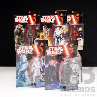 Collection of Five Star Wars the Force Awakens Figures by Hasbro Toys for Disney