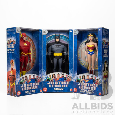 Collection of Three DC Justice League 10' Vinyl Figures by Mattel
