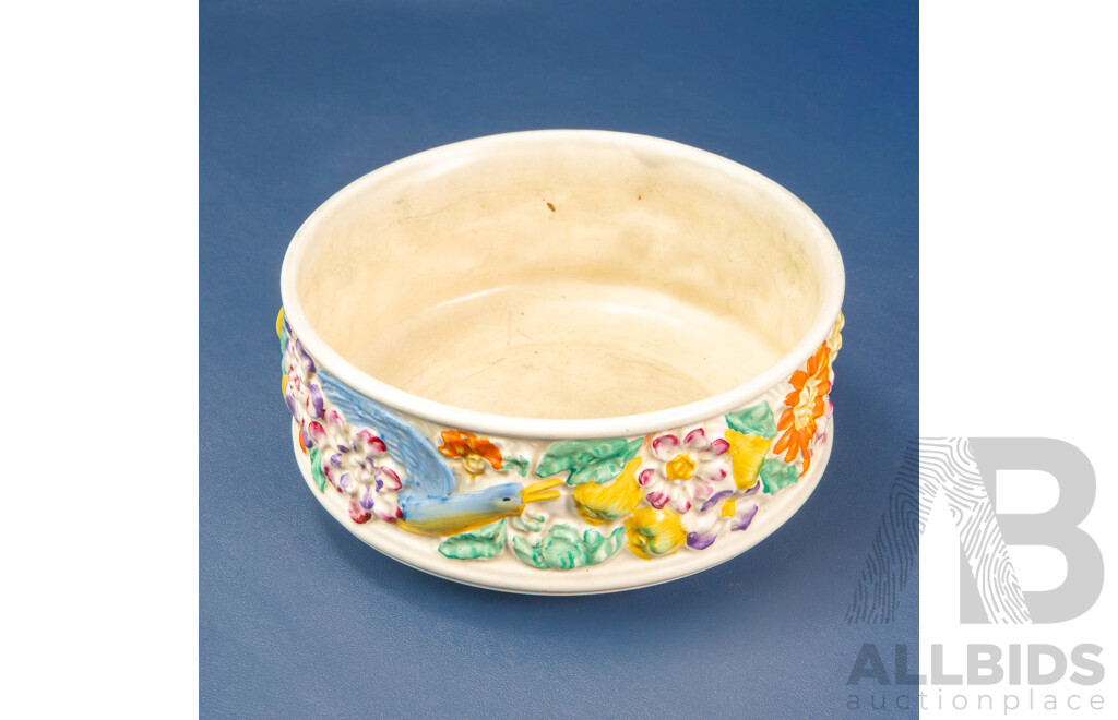 Vintage Hand Painted Ceramic Salad Bowl by Clarice Cliff